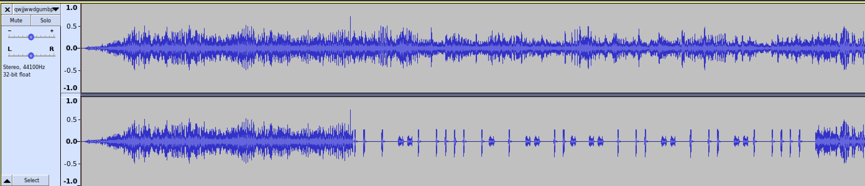 Screenshot of the audio in Audacity